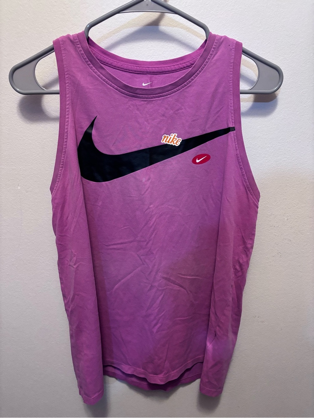 Nike Women's Magenta Tank Top with Black Swoosh